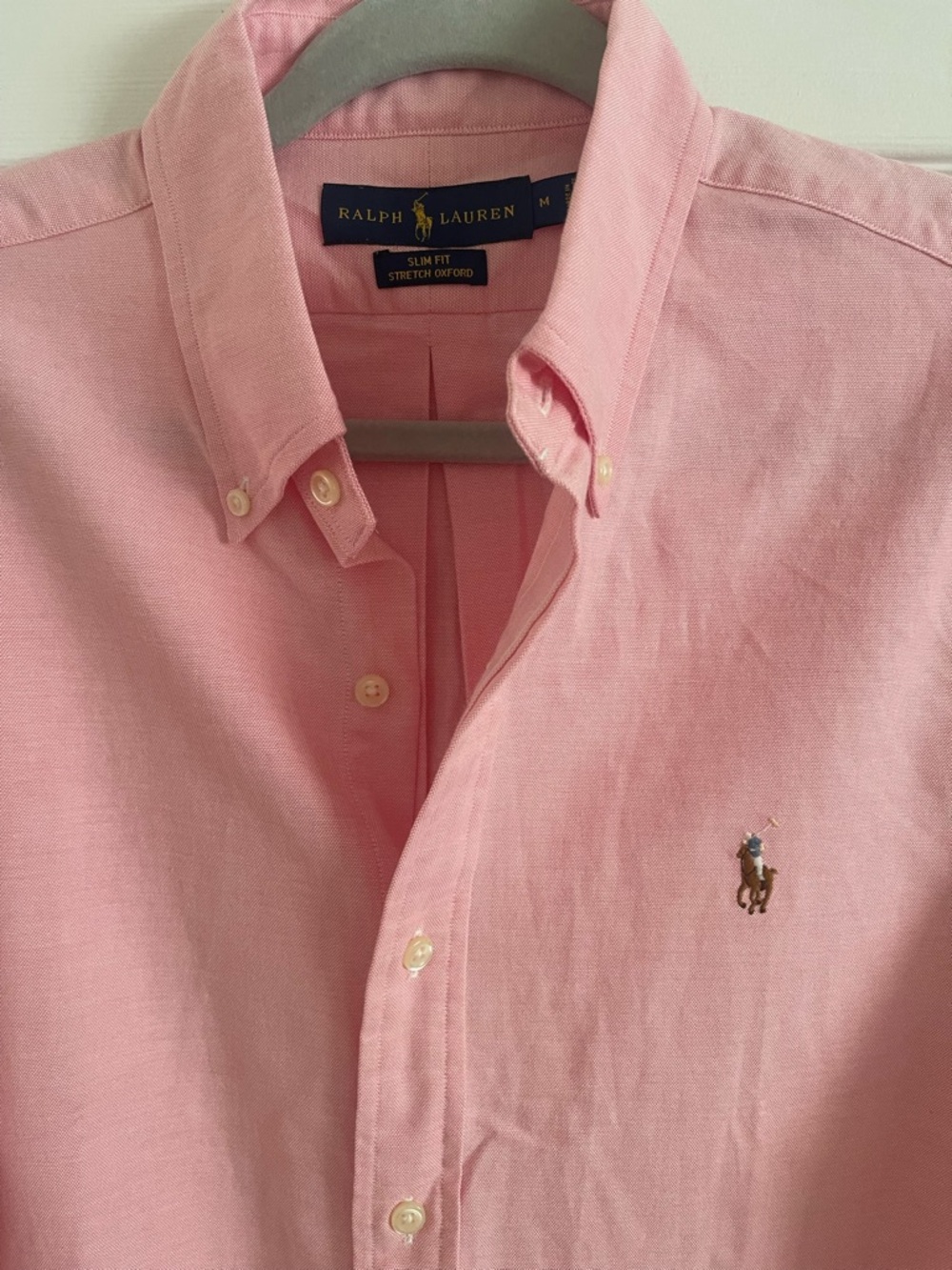 Ralph Lauren Slim Fit Stretch Oxford Pink Shirt Medium NWT - Picture 3 of 4